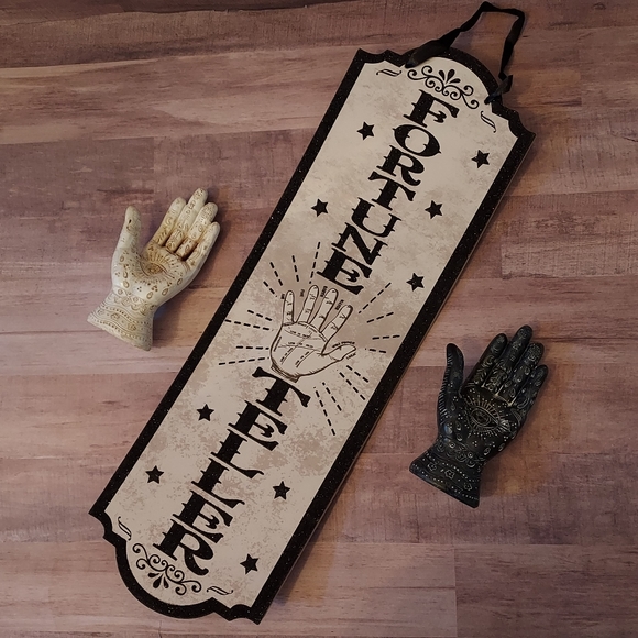 Fortune Teller Wall Door Sign Plaque Psychic Hamsa Hand Fatima Halloween Decor - Picture 1 of 14